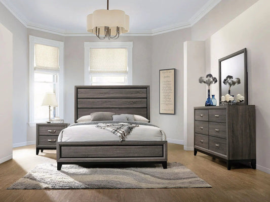 Watson Four-piece Eastern King Bedroom Set Grey | 79.5 x 84.5 x 56.5 in | Rubberwood & Engineered Wood | Oak