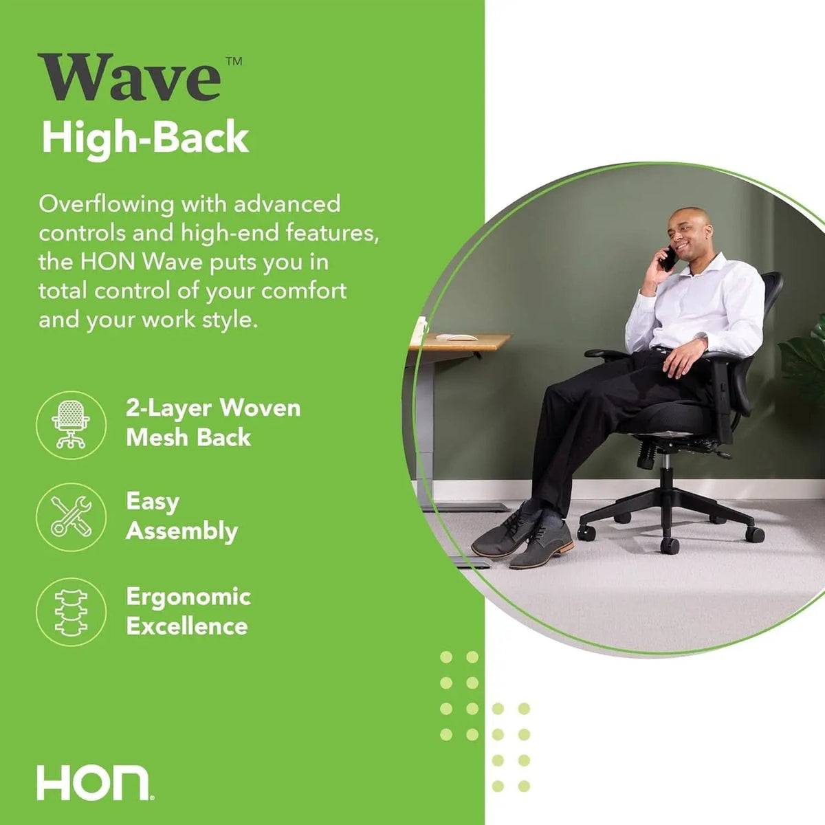 Wave High Back Ergonomic Office Chair With Breathable Mesh Back 360 Swivel from PriceLows™