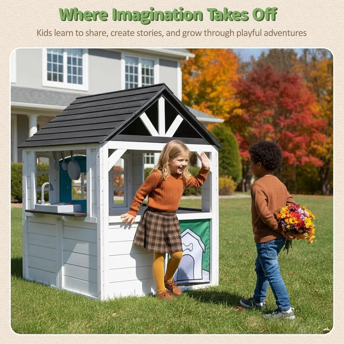 Weatherproof Cedar Outdoor Playhouse With Dutch Door from PriceLows™
