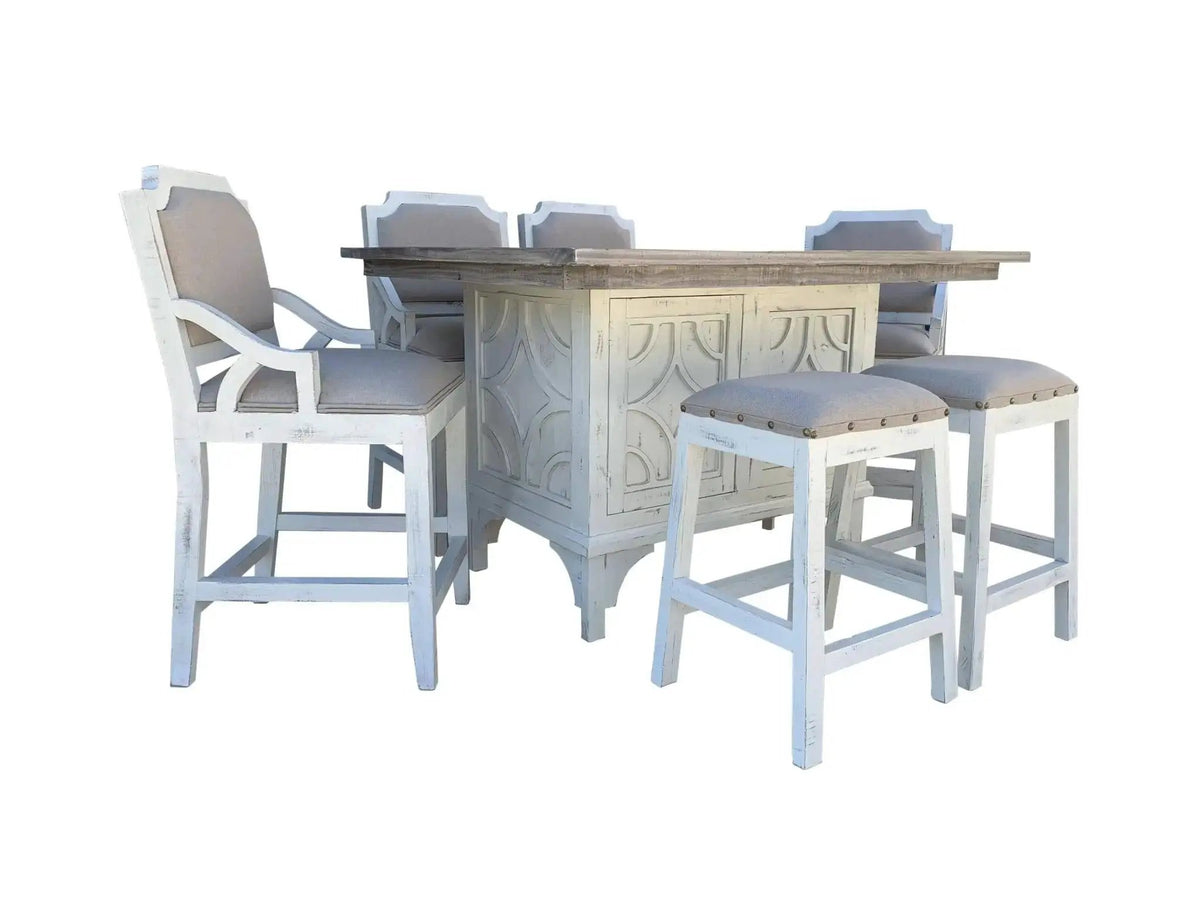 Westgate Solid Wood Pub Dining Set | Multiple Package Options | Gray Top And White Base | Pub Table