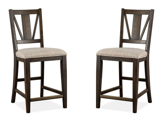 Westley Falls Counter Chair With Upholstered Seat (Set of 2) | 20.75 x 18.25 x 40 in | Metal & Veneer | Graphite