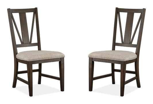 Westley Falls Dining Side Chair With Upholstered Seat (Set of 2) | 23.25 x 19.75 x 40 in | Metal & Veneer | Graphite
