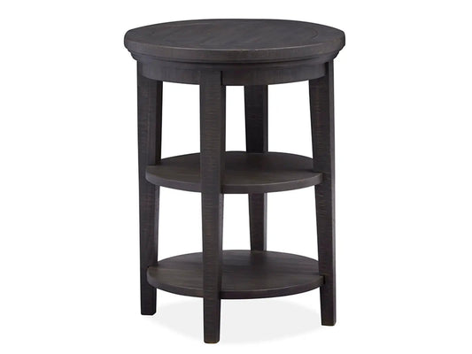 Westley Falls Round Accent End Table | 18 x 18 x 24 in | Veneer & Wood | Graphite