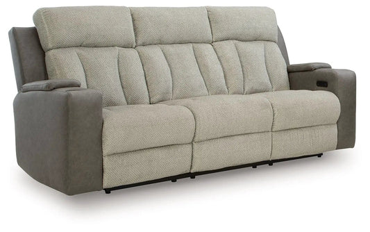 WhipLash Power Reclining Sofa With Adj Headrest | 87 x 39 x 43 in | Faux Leather & Polyester | Sisal