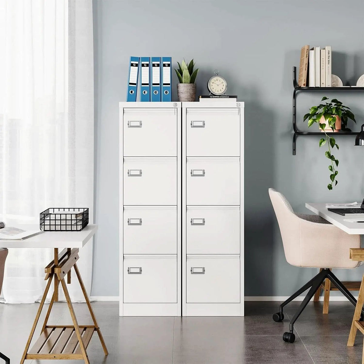 White 4 Drawer Vertical Locking File Cabinet For Office from PriceLows™