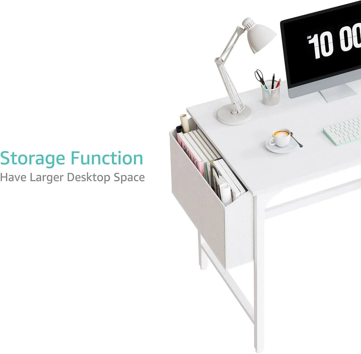 White 40 Inch Computer Desk With Drawers For Small Space Home Office from PriceLows™