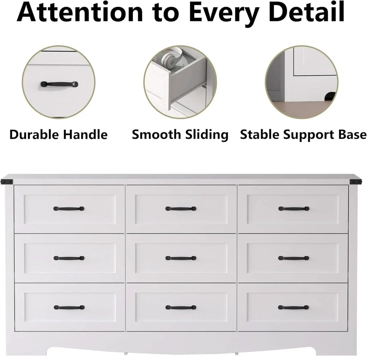 White 59 Inch Premium Modern Multicompartment Dresser from PriceLows™