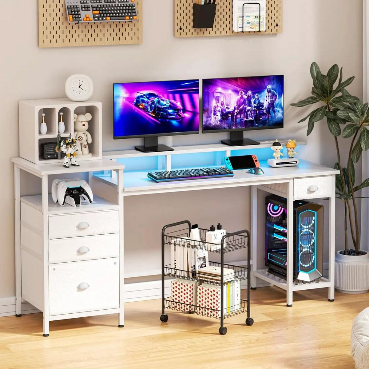 White 60 Inch Computer Desk For Home Office Modern from PriceLows™