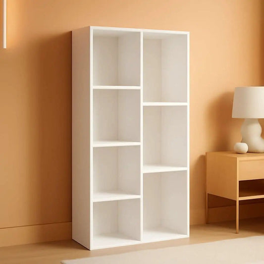 White 7 Compartment Bookcase Shelving Unit For Living Room And Home Office from PriceLows™