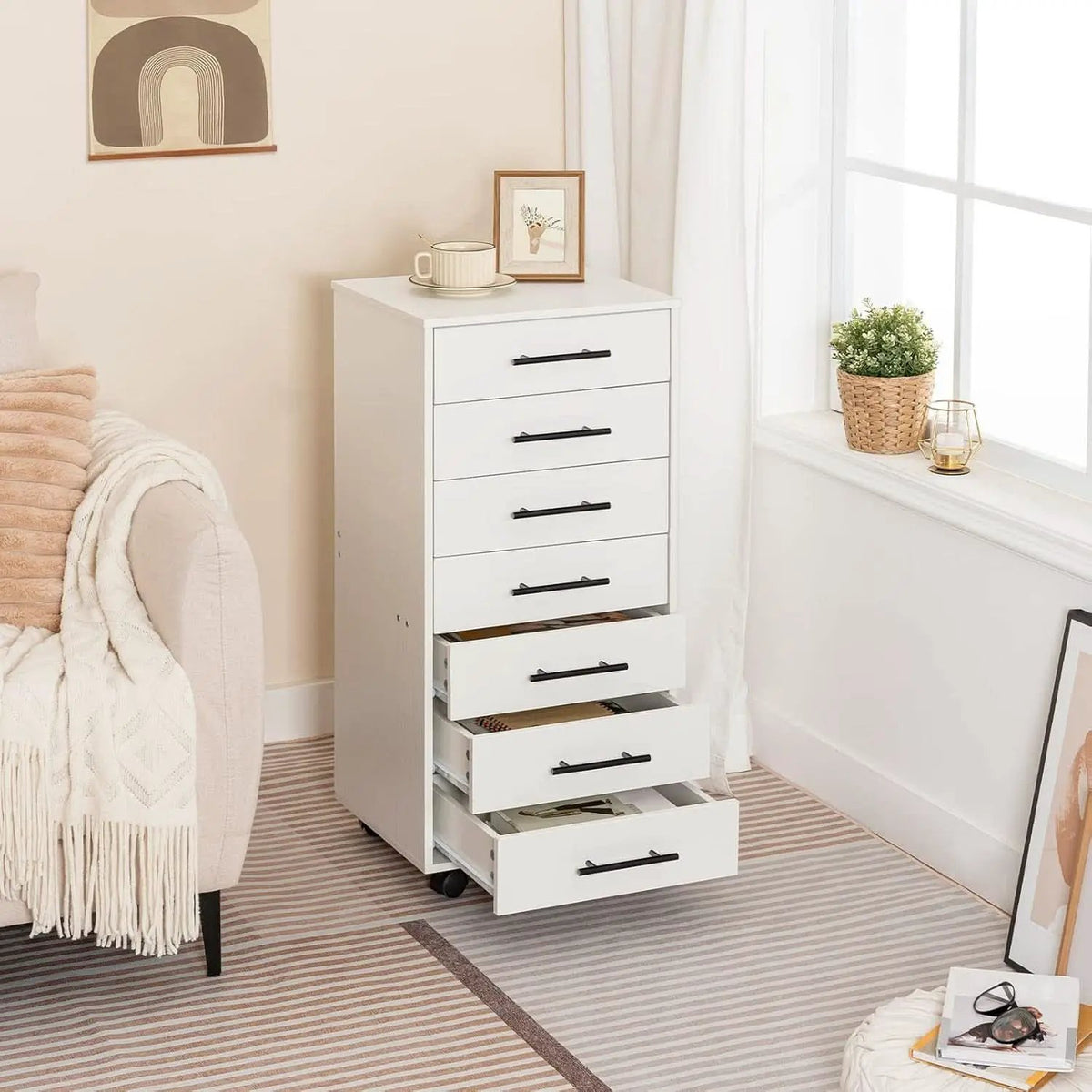 White 7 Drawer File Cabinet Storage For Home Office from PriceLows™
