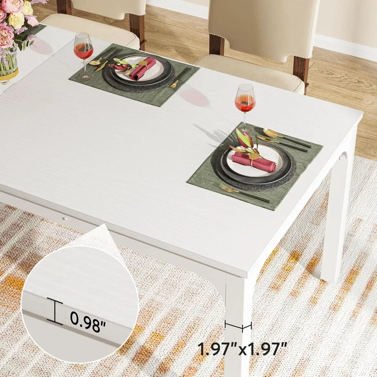 White 78-Inch Dining Table For 6-8, Rectangular Dining Room from PriceLows™