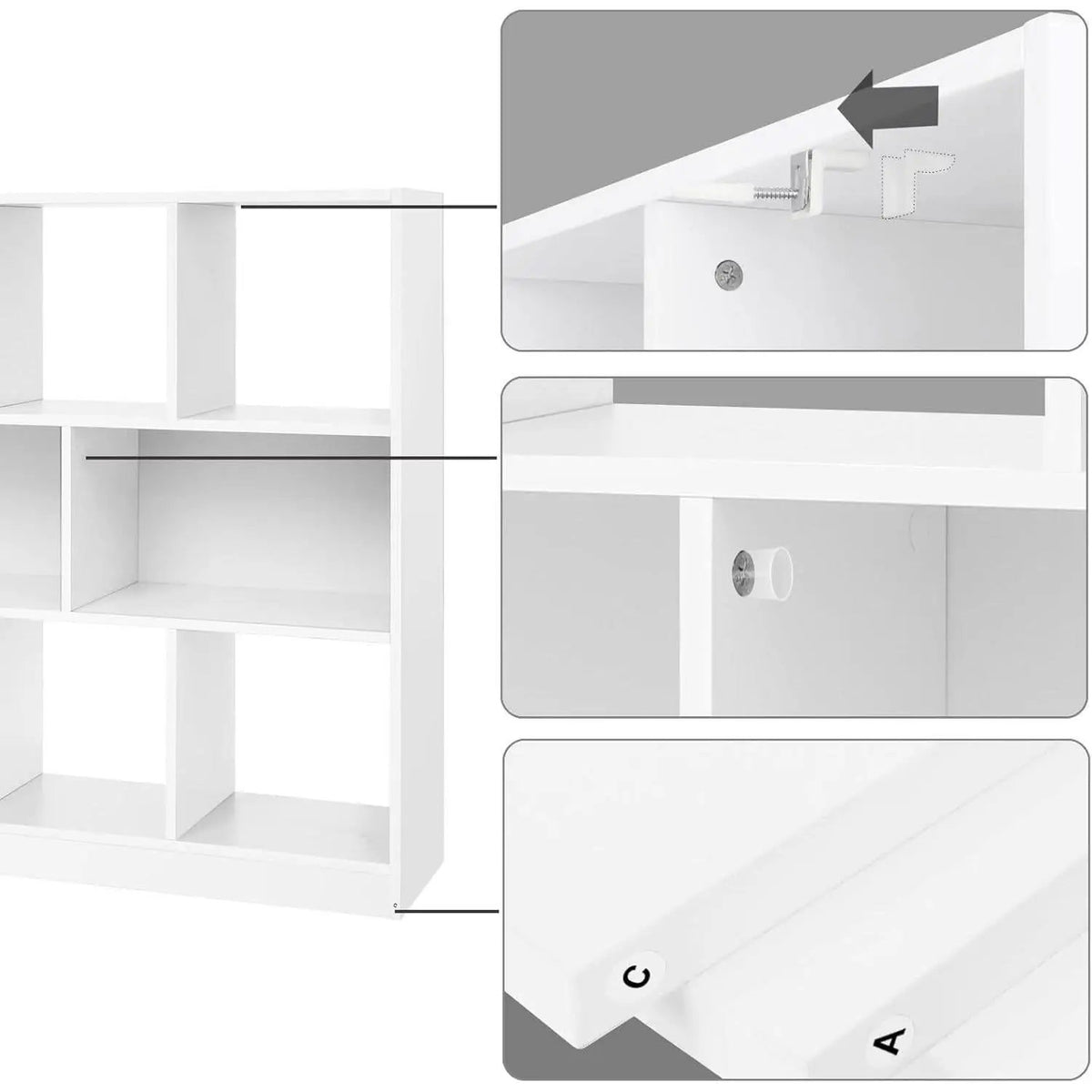 White Bookcase With 8 Open Compartments Freestanding Storage Shelf 11x35.4x39.4 from PriceLows™