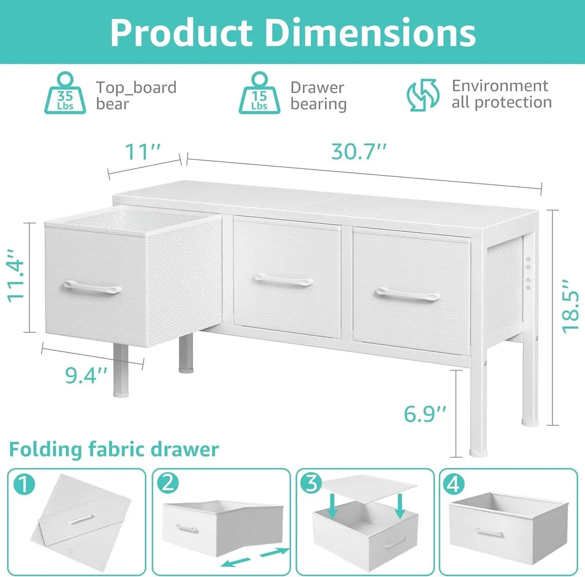 White Closet Storage Organizer With Fabric Drawers from PriceLows™