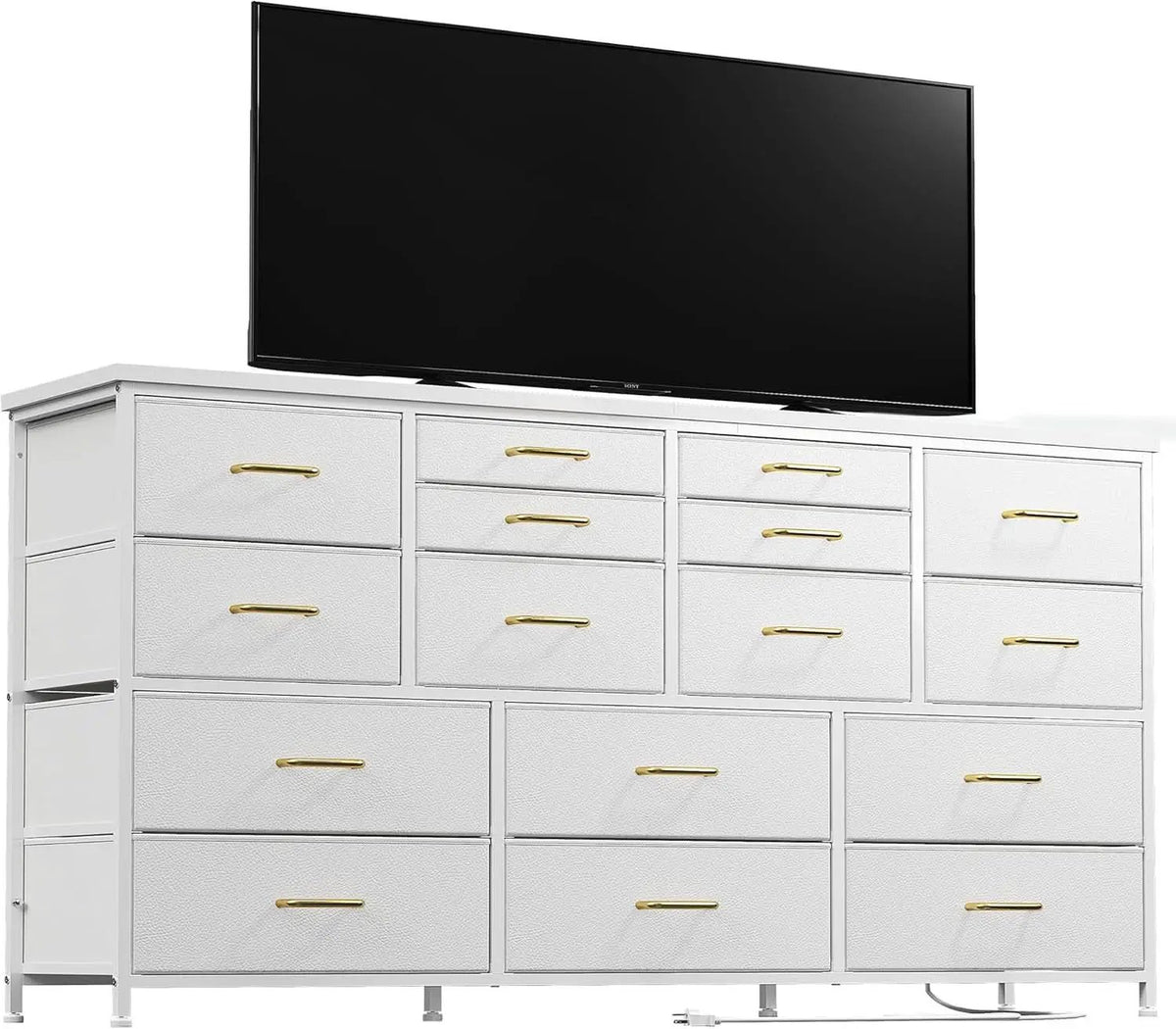 White Dresser TV Stand With Power Outlet And USB 51In Wide from PriceLows™