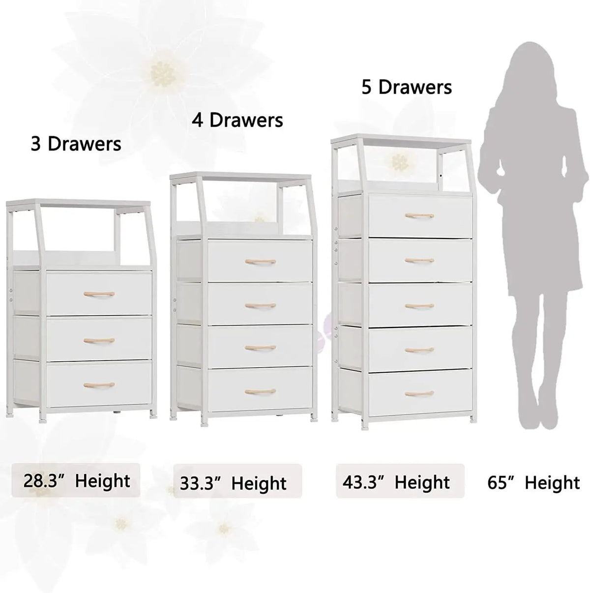 White Dresser With 5 Drawers And Wood Top Bedroom Storage from PriceLows™