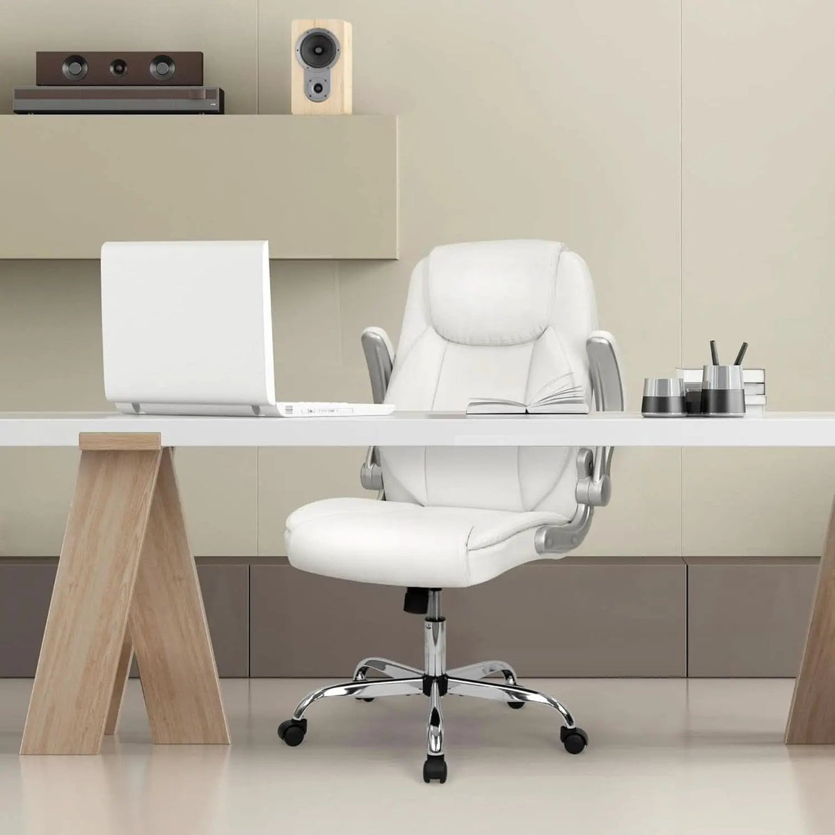 White Ergonomic Office Chair With Lumbar Support Adjustable from PriceLows™