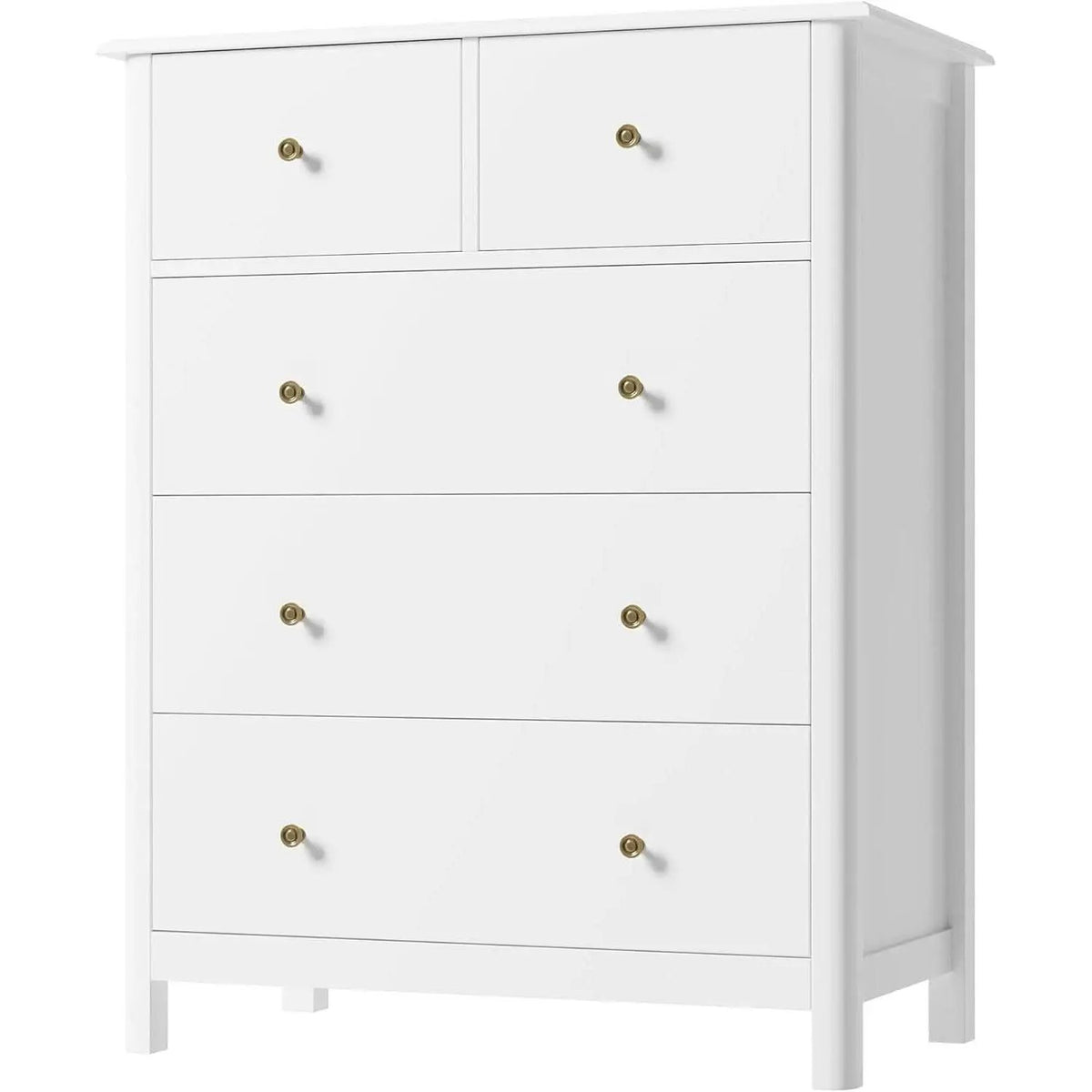 White Five Drawer Dresser For Bedroom Organization from PriceLows™
