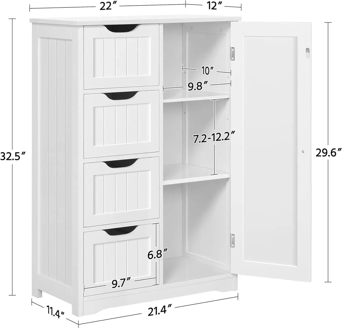 White Floor Cabinet With Four Drawers For Entryway Use from PriceLows™