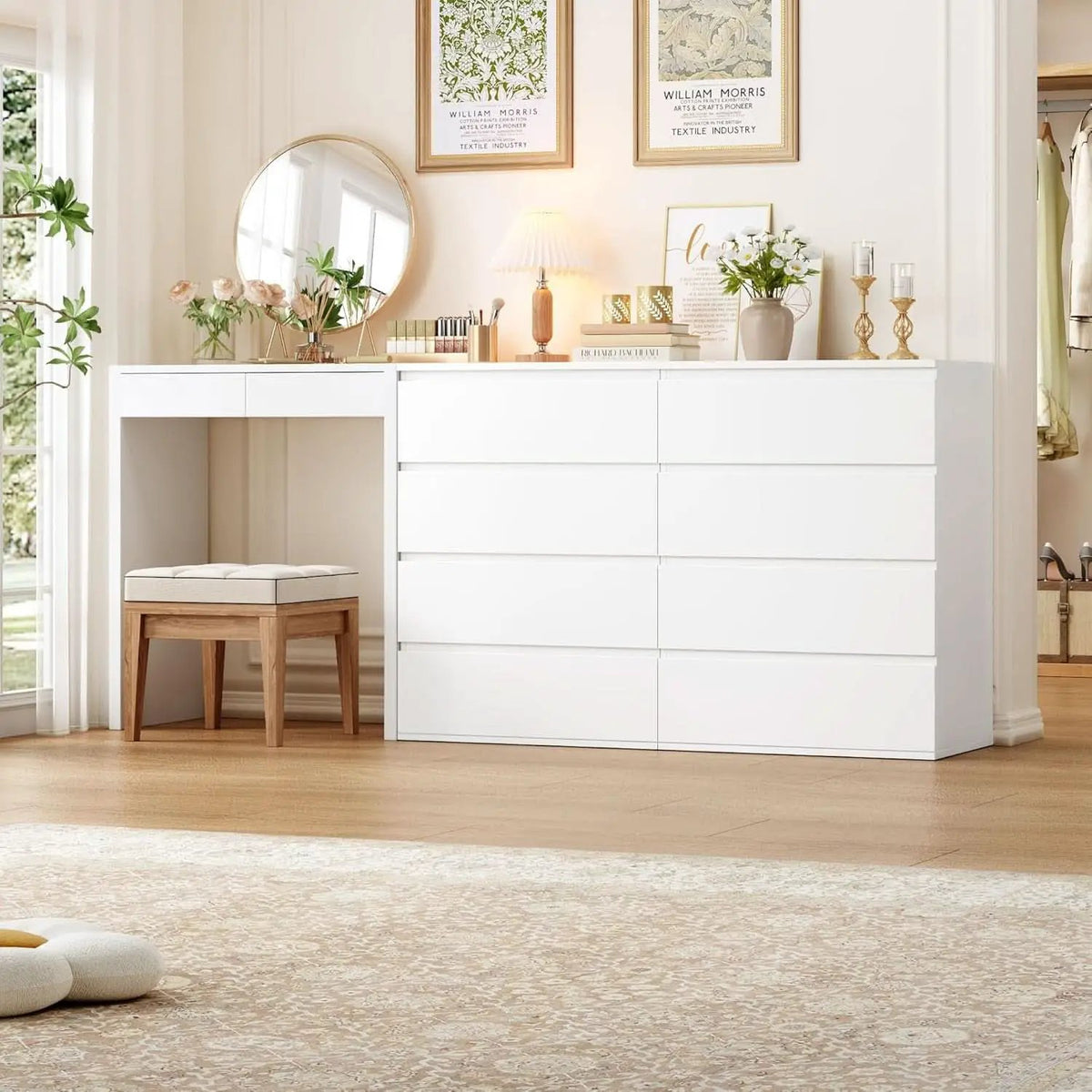 White Four Drawer Dresser Ultra Minimalist Cabinet from PriceLows™
