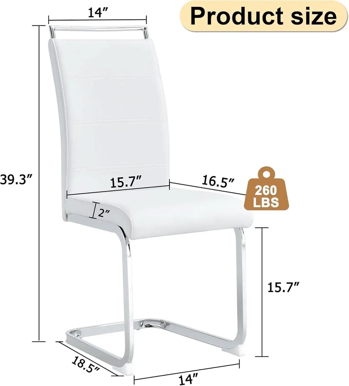 White PU Leather Dining Chair Set High Back Upholstered from PriceLows™