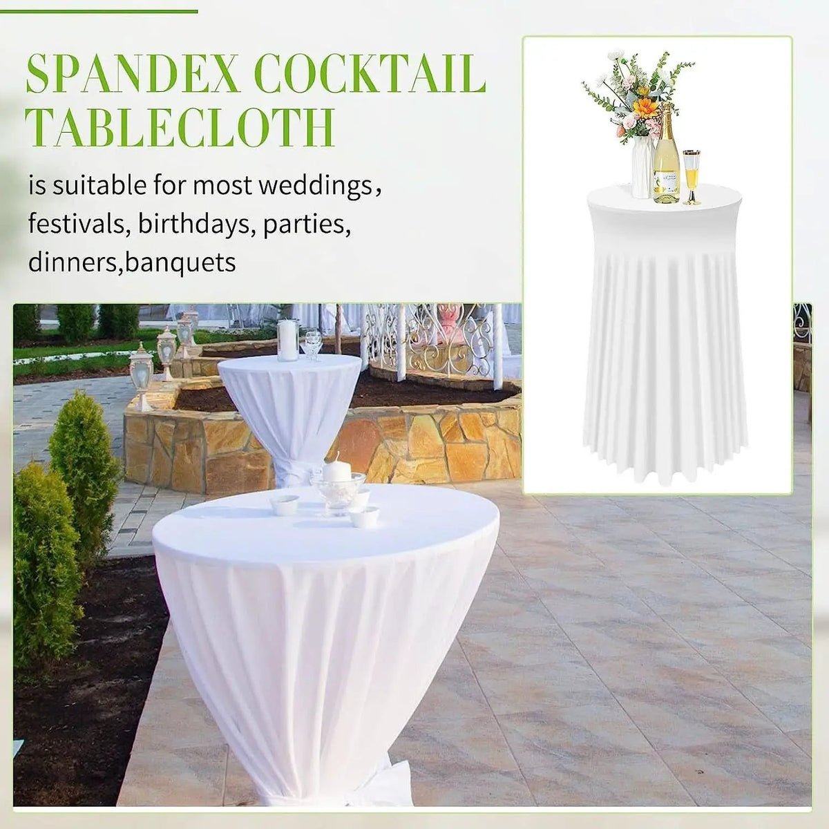 White Spandex Cocktail Tablecloths 32 Inch Round Pack Of 4 from PriceLows™