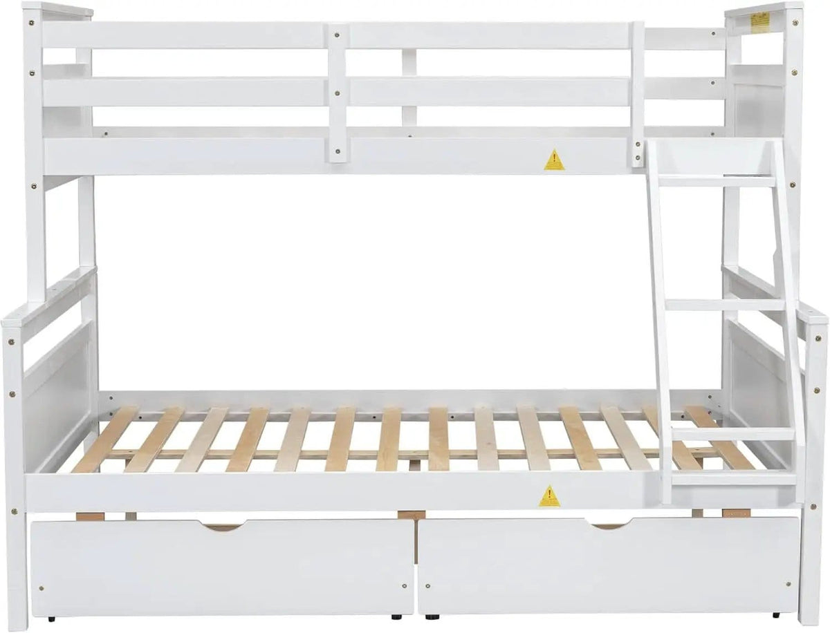 White Twin Over Full Bunk Bed With Storage Drawers from PriceLows™