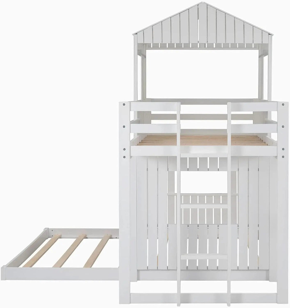 White Twin Over Full Low Profile Playhouse Bunk Bed from PriceLows™