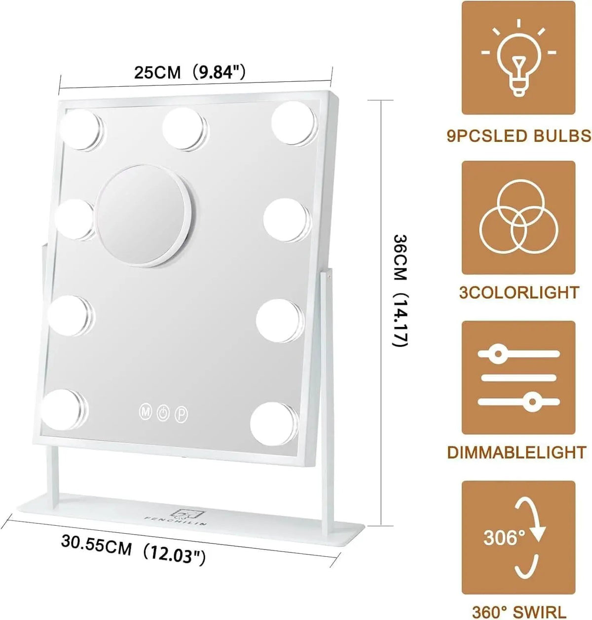 White Vanity Mirror With Light 10X Magnification LED from PriceLows™