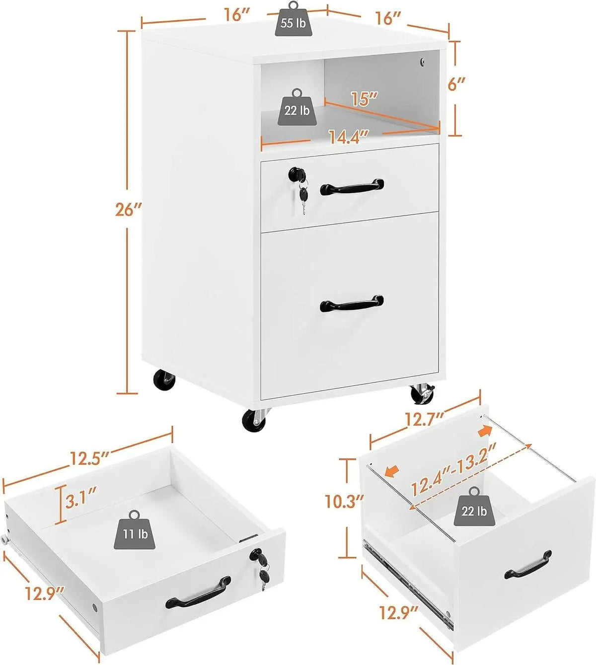 White Vertical File Cabinet With Locking Top Drawer from PriceLows™