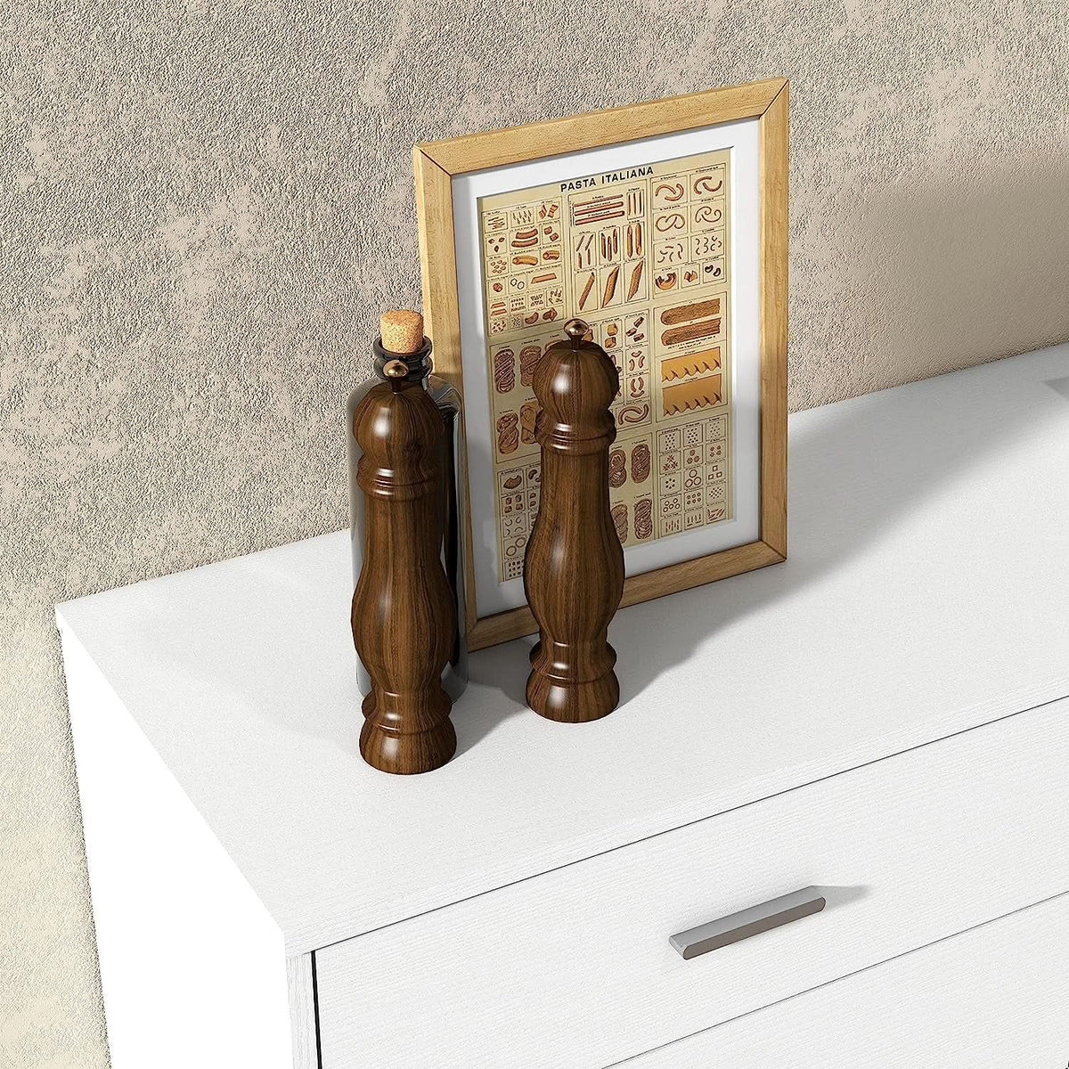 White Wood 6 Drawer Dresser With Inlaid Handle Design from PriceLows™