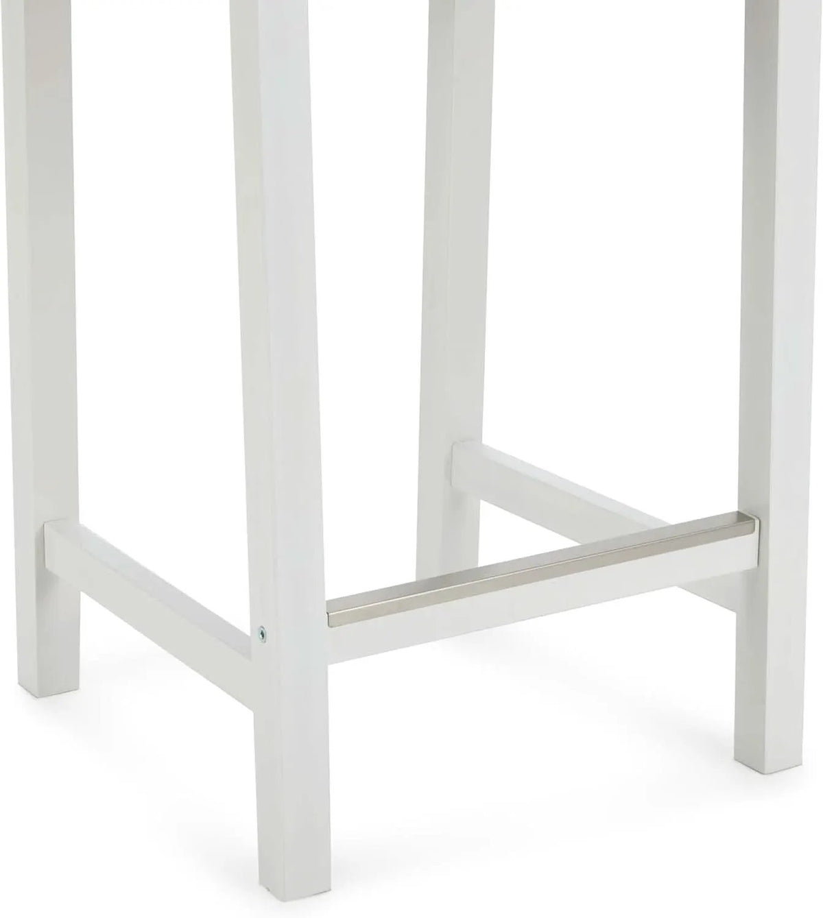 White Wooden Bar Stool With Backrest, Counter Height from PriceLows™