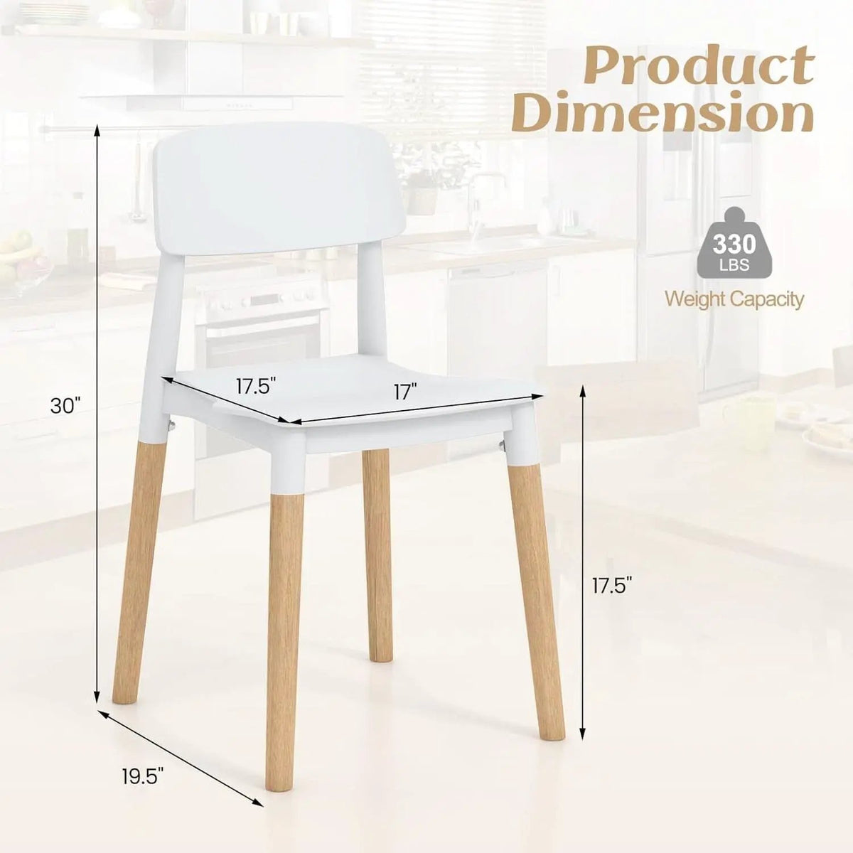 White Wooden Dining Chairs Set of 4 With Ergonomic Backrest from PriceLows™