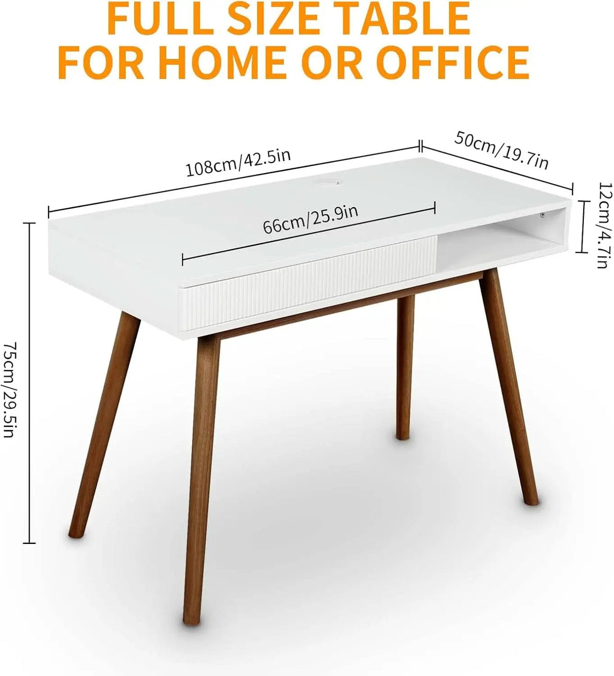 White Writing Desk With Drawers Mid Century Modern from PriceLows™