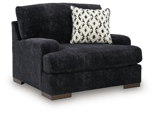 Whitmore Manor Chair And A Half | 50 x 45 x 41 in | Chenille & Wood | Black Pearl