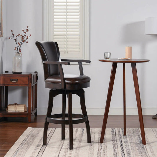Williams Swivel Bar Stool With Armrests Bar Height (28"-30") | 4 Pieces | Wood & Brass | Dining Room