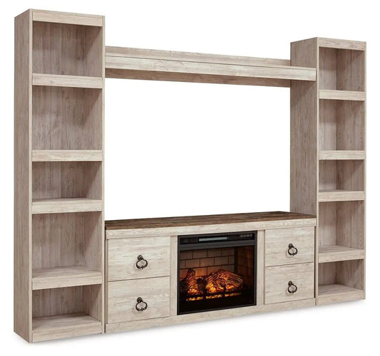 Willowton Entertainment Center With Fireplace Option | 4 Pieces | Glass | Living Room