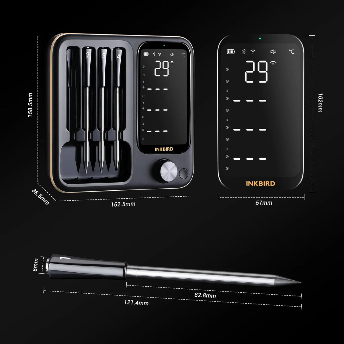 Wireless Meat Thermometer | Truly Wireless | 300Ft Bluetooth Range | Beef Turkey from PriceLows™