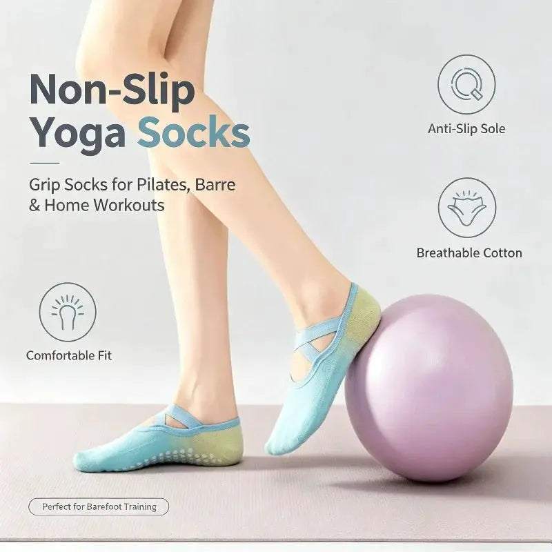 Women No Show Yoga Socks | Silicone Grip Cross Strap | PriceLows™