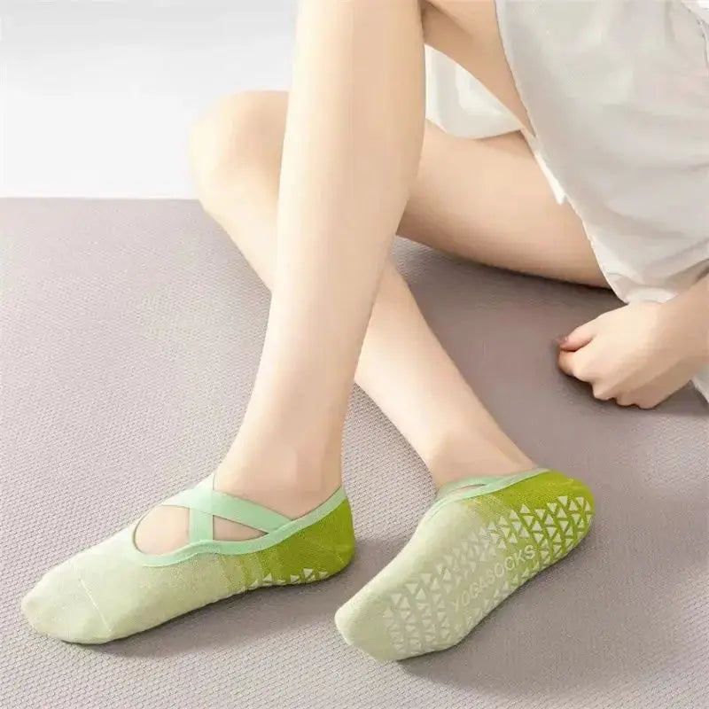 Women No Show Yoga Socks | Silicone Grip Cross Strap | PriceLows™