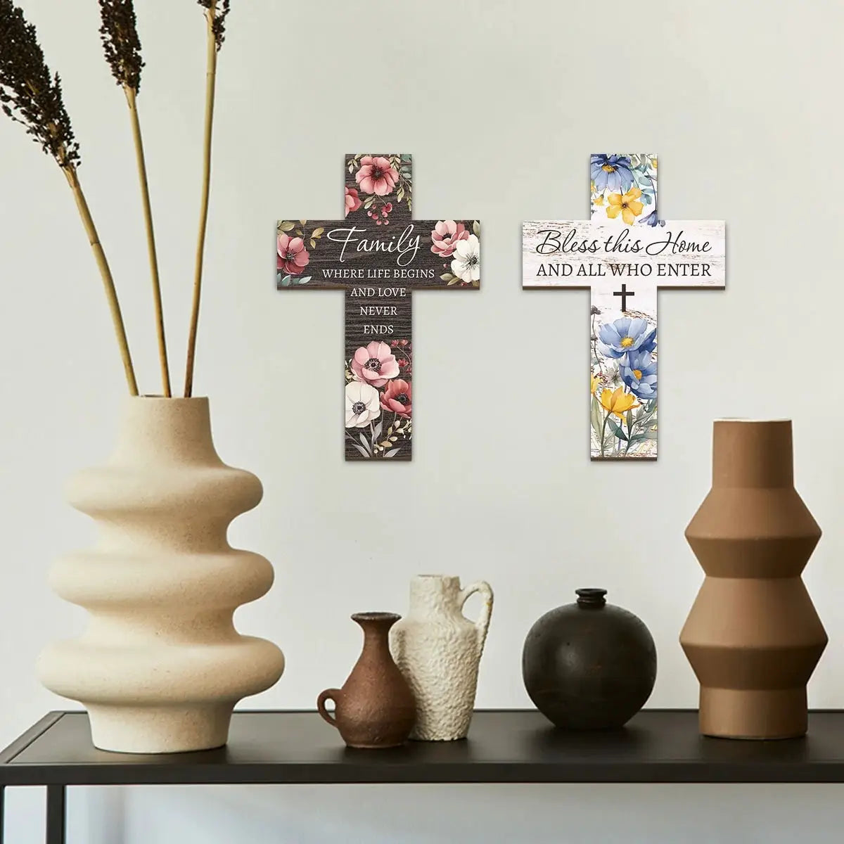 Wooden Cross Wall Decor | Rustic Finish | PriceLows™