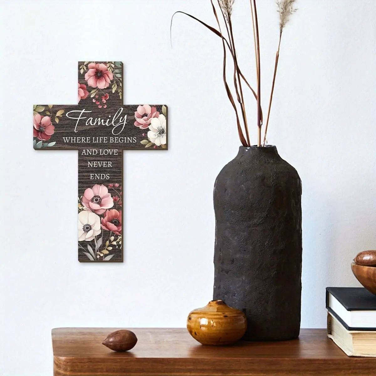 Wooden Cross Wall Decor | Rustic Finish | PriceLows™