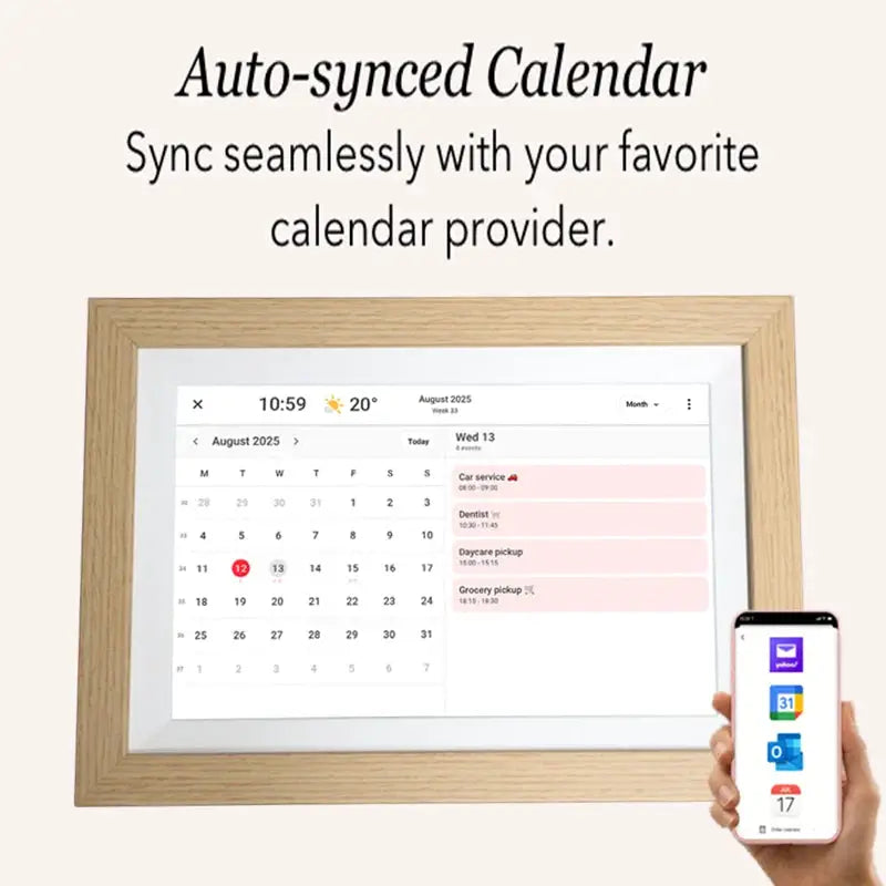 10.1-inch wooden electronic calendar frame WIFI mobile app for transferring photos Frameo high-definition Picture Frame 32G from PriceLows™
