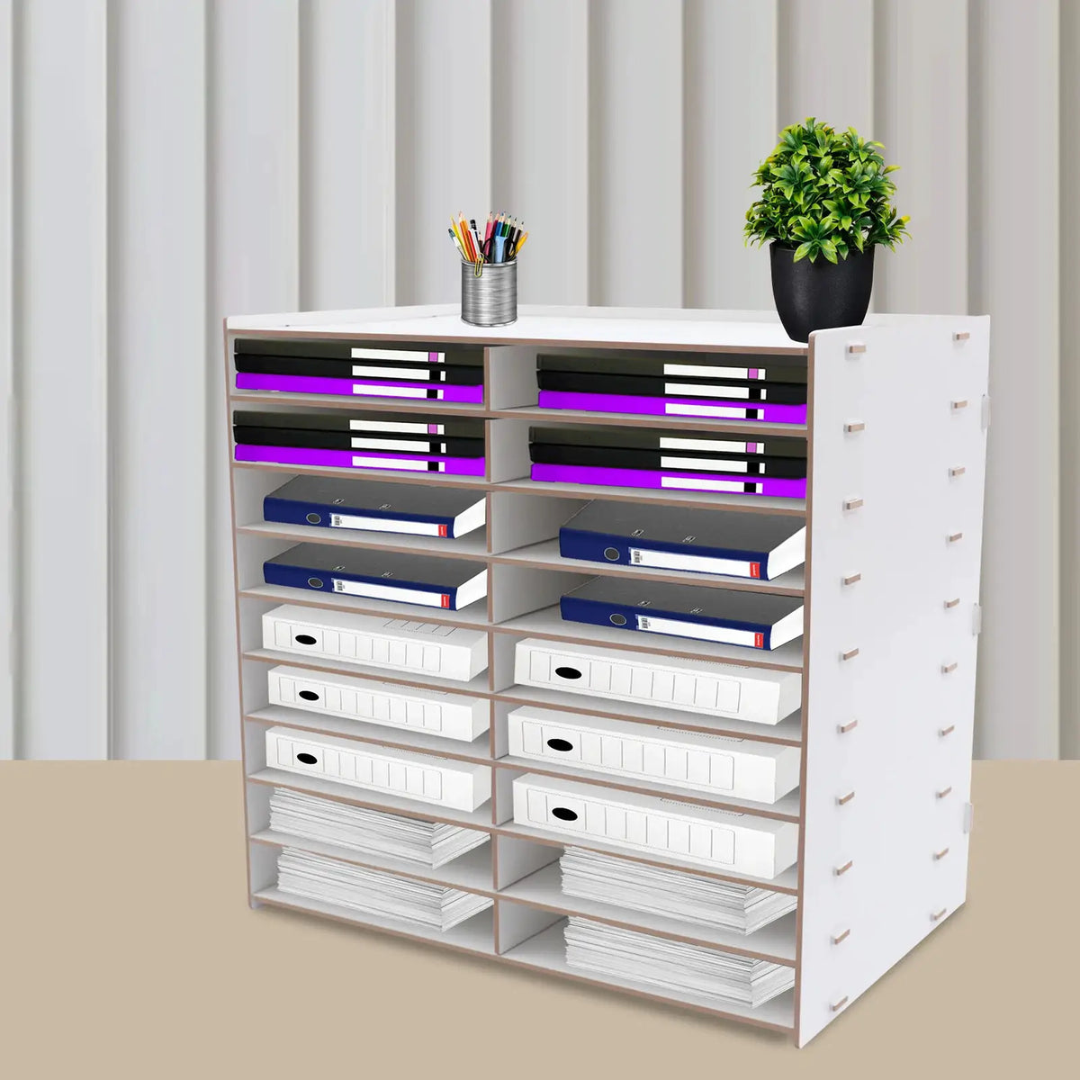 9-Tier Wooden Mail Sorter,18 Compartment Vertical File Organizer,Desktop Literature Magazine Storage Rack,Paper Tray for Office from PriceLows™