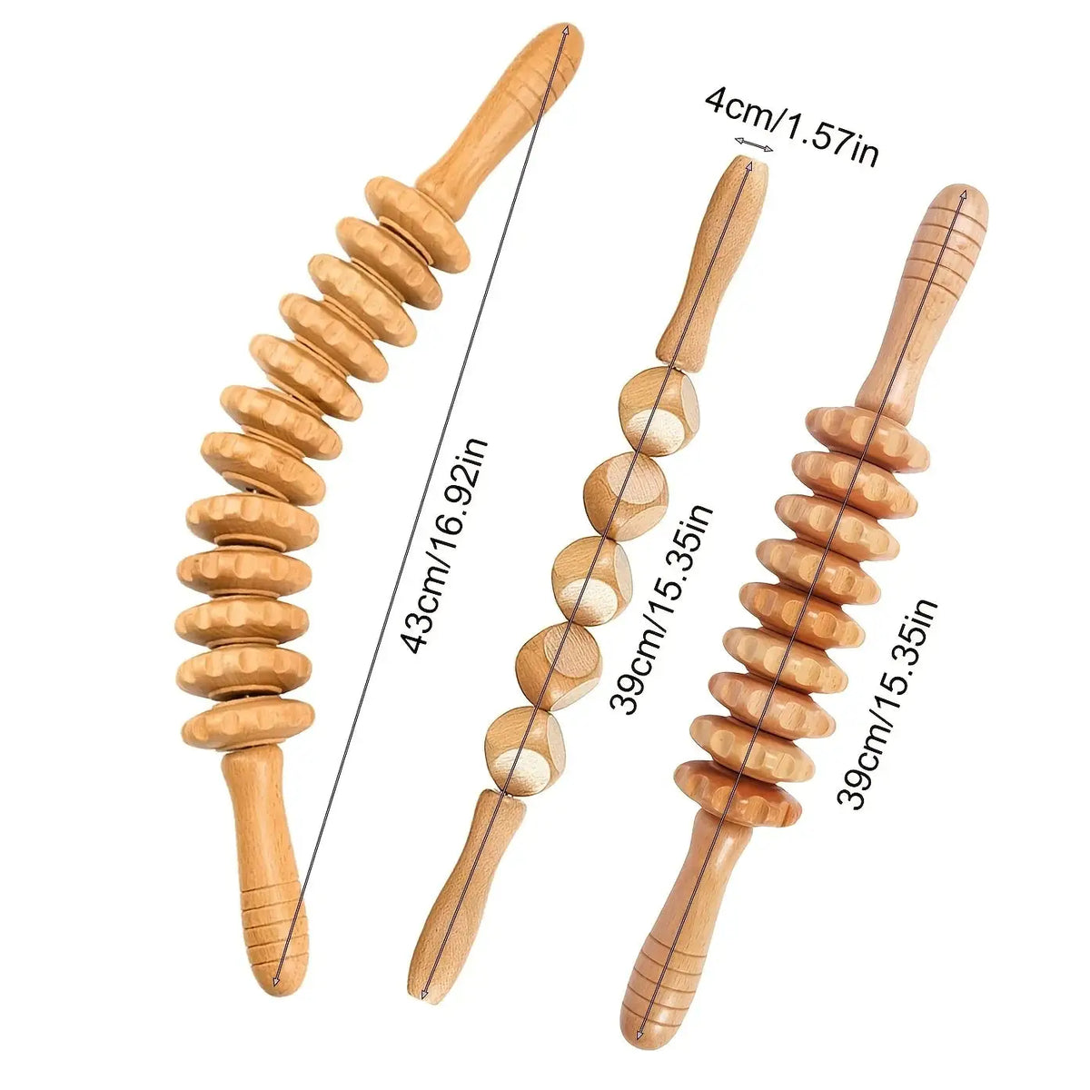 Wooden Massage Roller Set | 3 Piece Sticks | PriceLows™