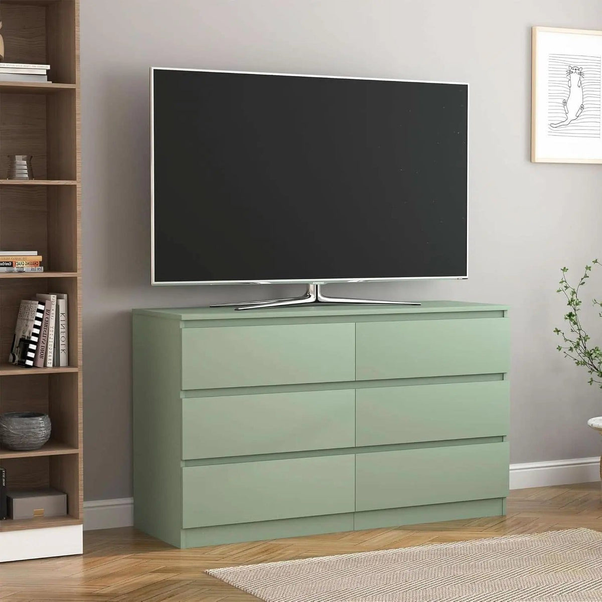 Wooden Six Drawer Dresser For Bedroom Storage Space Saver from PriceLows™
