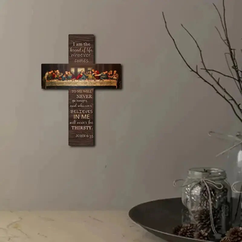 Wooden Wall Cross | Last Supper Scene | PriceLows™