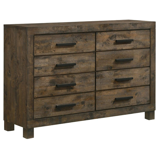 Woodmont 8-drawer Dresser Rustic Golden | 57.5 x 16.25 x 39 in | Wood | Brown