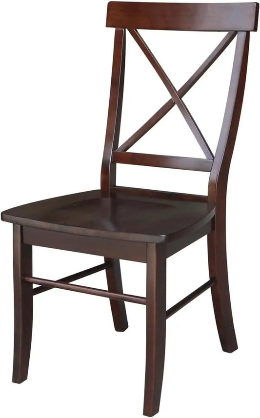 X Back Dining Chair In Java Finish With Solid Wood Seat from PriceLows™