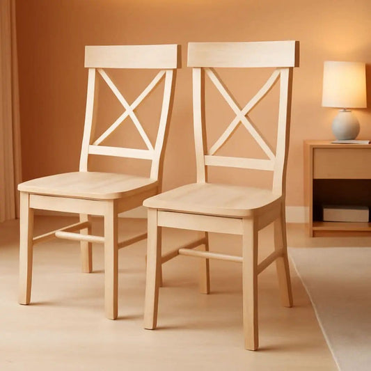 X Back Dining Chairs Set Of 2 In Unfinished Parawood from PriceLows™