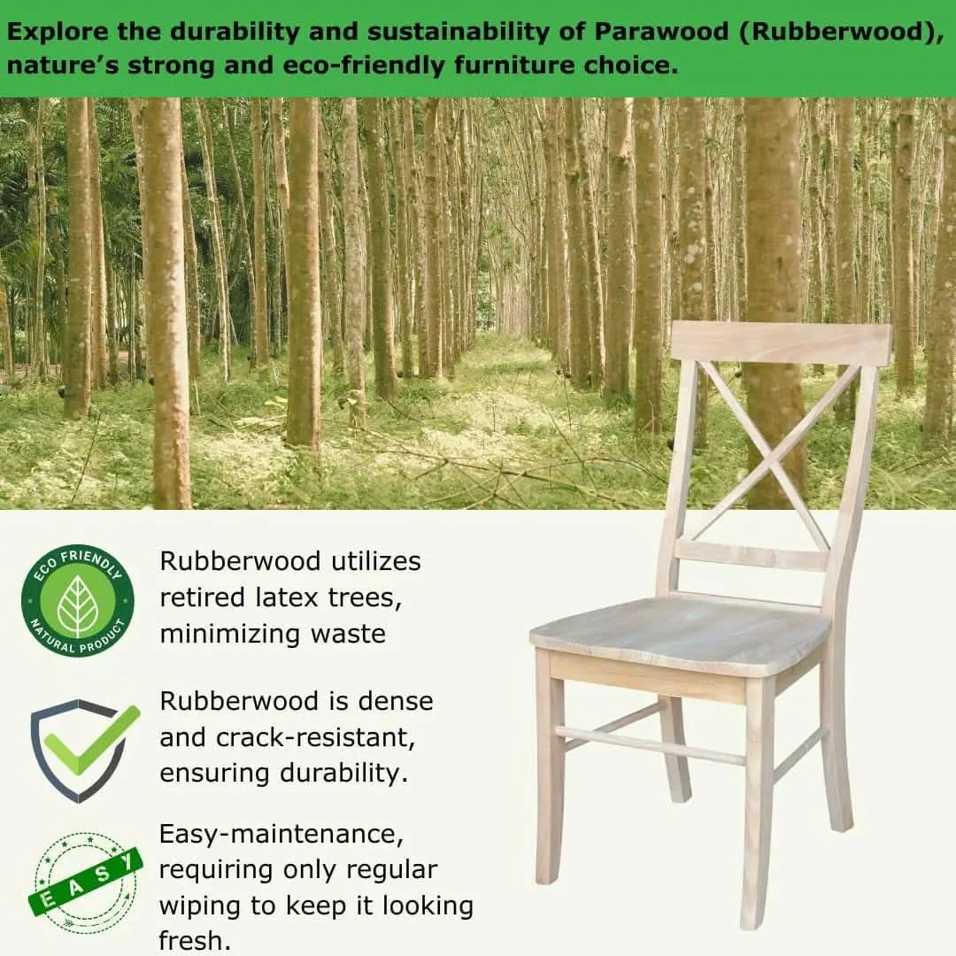 X Back Dining Chairs Set Of 2 In Unfinished Parawood from PriceLows™